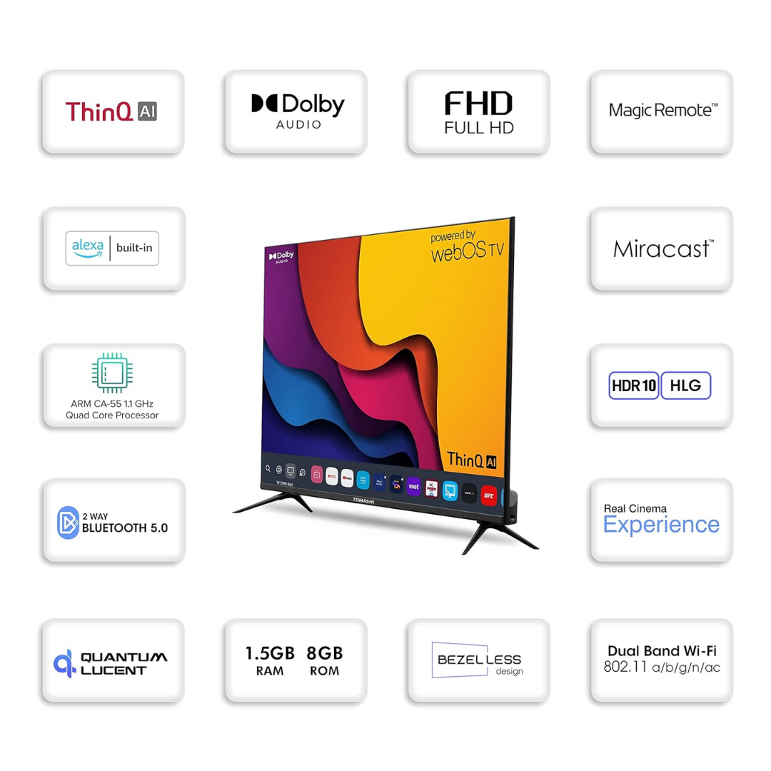 TOMASHI 108 cm (43 inches) Full HD Smart LED Google TV (2 year Warranty)